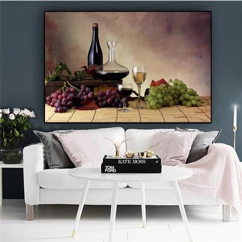 Nordic Style Vintage Kitchen Paintings Posters And Prints On canvas Home Decor With Fruit Wine Wall Art Pictures For Living Room