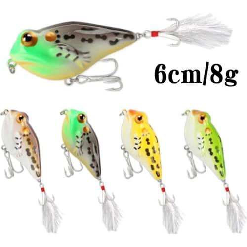 1pcs Quality Whopper Plopper 6cm 8g TopWater Popper Fishing Lure Hard Bait Wobblers Rotating Soft Tail Fishing Tackle