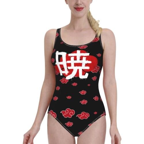 Japan Anime sexy Bikinis Swimsuit Akatsuki Red Cloud Painted Akatsuki Patriotic bathing suit SwimSuit Casual Graphic womens top