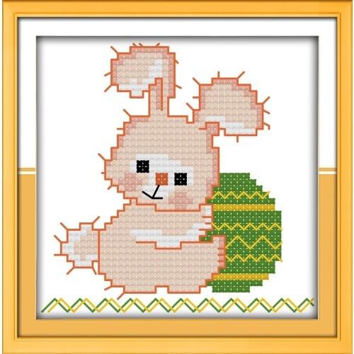 Egg hunt rabbit cross stitch kits animal cartoon child Aida count 14ct 11ct printed embroidery DIY handmade needlework supply