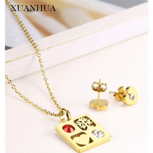 XUANHUA Indian Jewelry Sets Stainless Steel Jewelry Woman Necklace And Earring Set Jewellery Summer Accessories Free Shipping