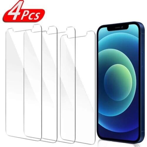 4Pcs Protective glass on For iPhone 12 11 Pro XS Max XR 7 8 6s Plus screen protector Tempered glass For iphone 11 12 Mini glass