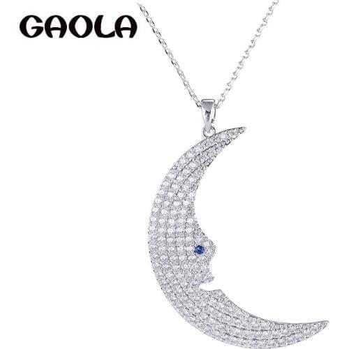 GAOLA Fashion Moon Necklaces Pendants Silver Color Cubic Zirconia Jewelry For Women Accessories GLD1286