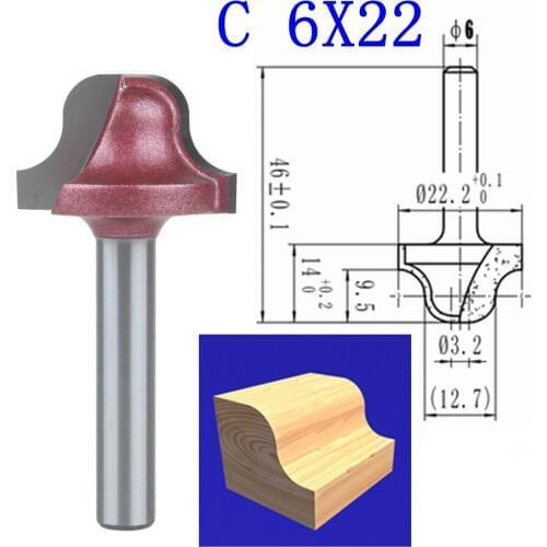 1pcs c-6*22mm(Shank*Blade Width)3D Lace Woodworking CNC Engraving Machine Milling Knife,Wood Cutter Router Bit Knives