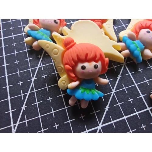 1pcs/lot resin flat back Simulation yellow wing girl 28mm Cabochons Scrapbooking Hair Bow Center DIY Christmas decration