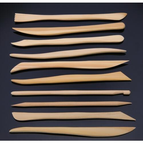 10pcs Sculpture Sculpt Clay Modeling Tools Set Polymer Clay Tools Sculpting DIY Wood Wooden Tools Carve Engrave Craft