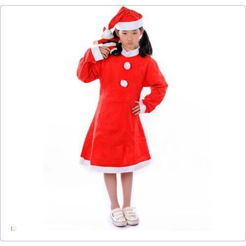 2pcs Girls Christmas Clothing Children Dress Up Santa Claus Suits Clothes For Christmas Performances age 10~13 girls