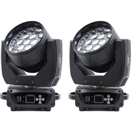 2pcs/lot Led Zoom Moving Head Light 19*15W RGBW DMX 16CHs Professional Stage Lighting Equipment
