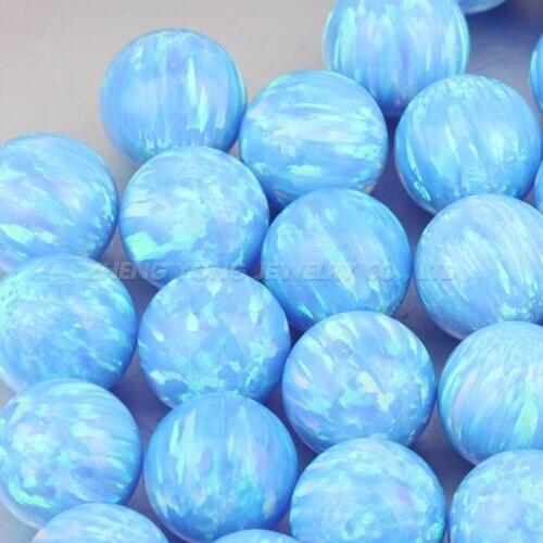 20pcs/Lot 2mm to 12mm O06 Light Blue Color Ball Cut Lab Created Opal Beads for Silver Jewelry