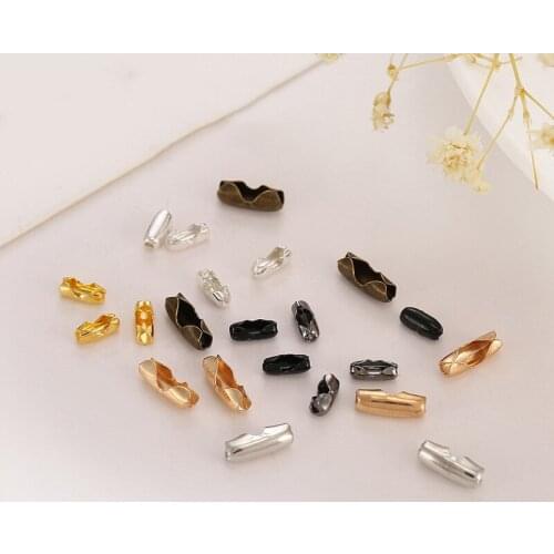 200pcs/lot Metal 1.5 2.0 2.4 3.2 mm Ball Beads Chain Connectors Clasps Diy Chains Necklace Jewelry Accessories Making Supplies