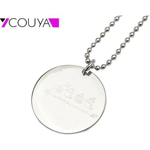 2016 Custom Halloween Jewelry "HAPPY HALLOWEEN" and Pumpkin Pendant Necklace Metal Silver Color Coin Necklace Women Men