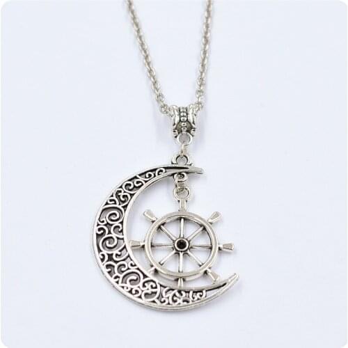 2020 Fashion Glamour Woman Rudder and Moon Necklace Tile Jewelry Celestial Jewellery Fit Feminine Simple Gift
