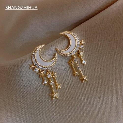 2021 new trend Acrylic moon star pendant earrings for women delicate temperament fashion gold party pendant gifts