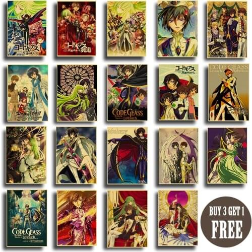 Anime Retro CODE GEASS Lelouch of the Rebellion Poster Home Decal Art Painting Funny Wall Sticker for Coffee House Bar