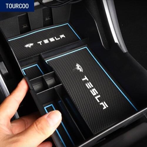 Car Refit Center Console Storage Box Cover for Tesla Model 3 2017-2020 ABS Modified Armrest Storage Decoration Accessories