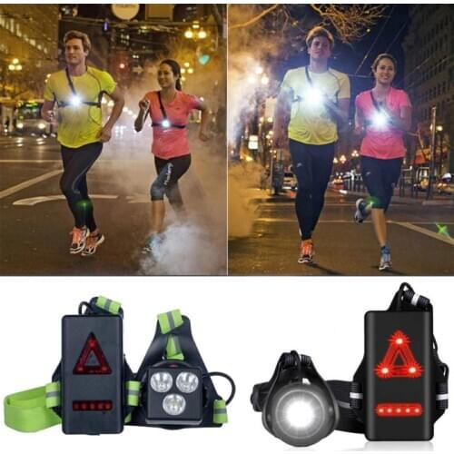 Running Lights LED Night Outdoor Camping Flashlight Warning Light USB Charge Chest Lamp Bicycle Cycling Safety Survival Tool