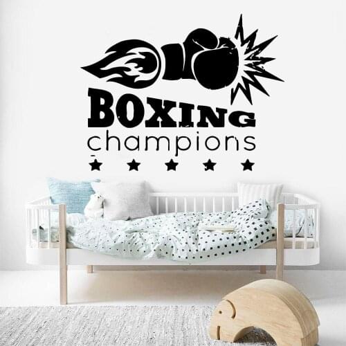 Boxing Quotes Wall Decals Mural Decor Boxing Champion Boxing Sports Game Stickers Vinyl Living Room Interior Decoration DW10510
