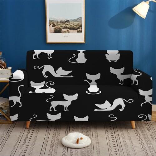 Cartoon Cat Retro Style Sofa Cover Custom Elastic Couch Furniture Decor Sofa Set Living Room Bedroom 1/2/3/4-seater Slipcovers