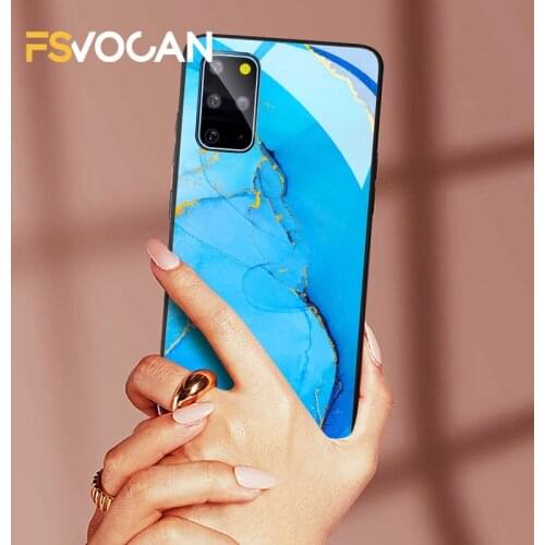 Simple Blue Green Marble Stone Phone Case For Samsung Galaxy A71 A70 A51 A50 S21 S20 FE Plus S10 Note 20 10 Ultra Granite Cover