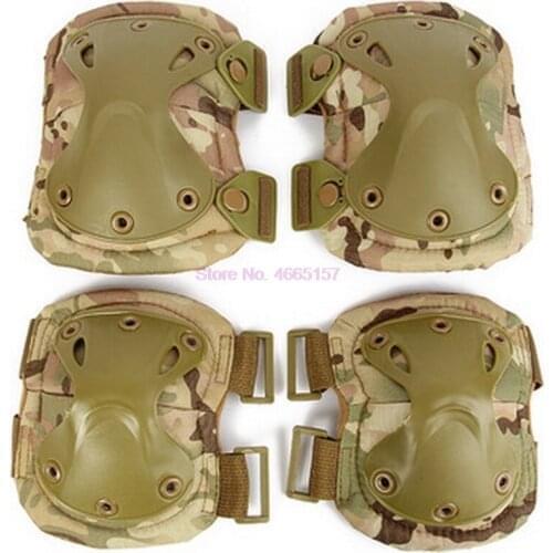 By dhl or ems 10sets 4pcs/set CS tactical armor knee pads elbow climbing field pulley riding exercise Sports protective gear