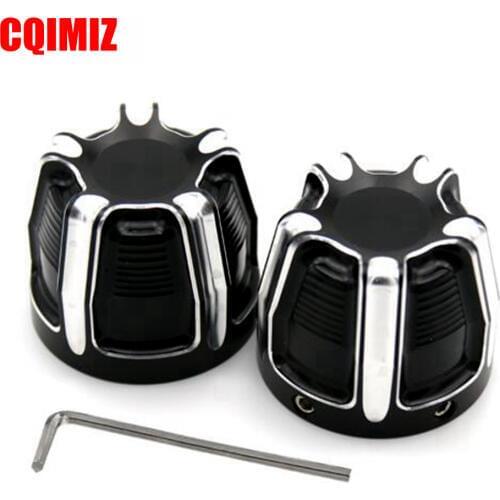 Black Motorcycle Front Axle Nut Cover Bolt For Harley Touring Softail Road King FLTR FLHT FLHRC Electra Tr Glide Sportster