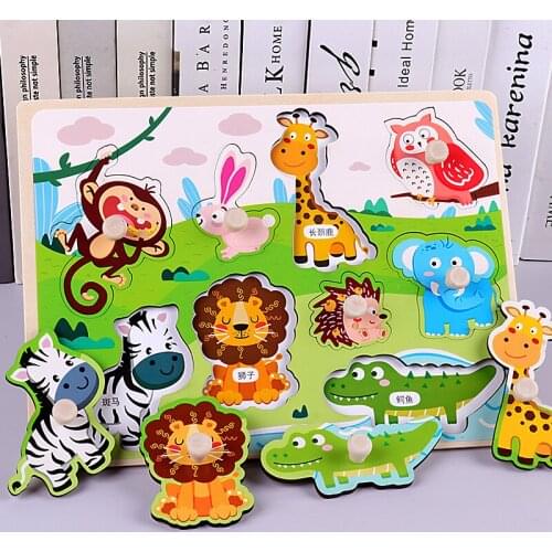 Childrens animal fruit board wooden puzzle toys Laser engraving No burrs baby puzzle Forest/Marine/Farm etc 8 style puzzles toy