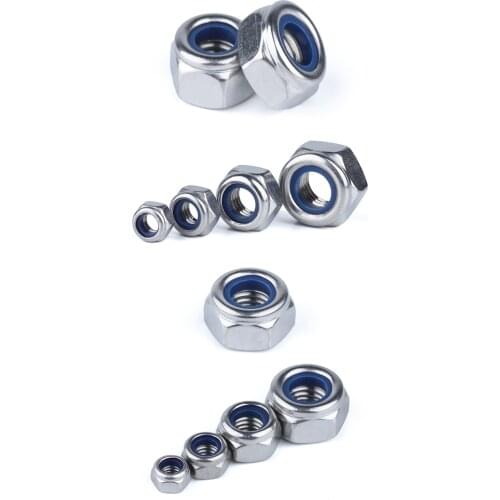 DIN985 M2 M2.5 M3 M4 M5 M6 M8 304 Stainless Steel Nylon Self-locking Hex Nuts Locknut Slip Lock Nut HW020