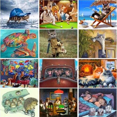 DIY Painting By Numbers Cartoon Animals Kit Coloring By Numbers Wall Art Picture Acrylic Canvas Paintings Home Decoration Gift