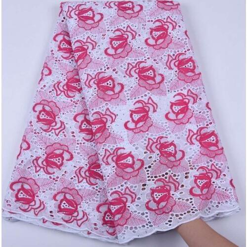 Cotton Pink African Lace Fabric 2019 High Quality Lace Swiss Voile Lace In Switzerland Nigerian Cotton Lace Dress Fabric S1689
