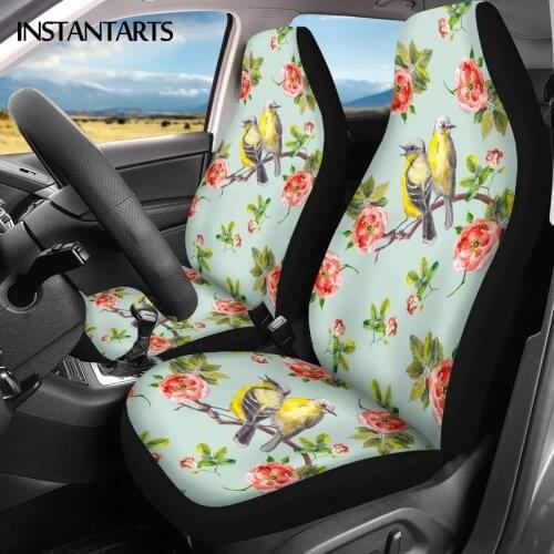 INSTANTARTS Car Seat Covers Mandarin Bird Printed Vehicle Seat Cushion Comfortable Universal Car Front Seat Cover Seat Protector