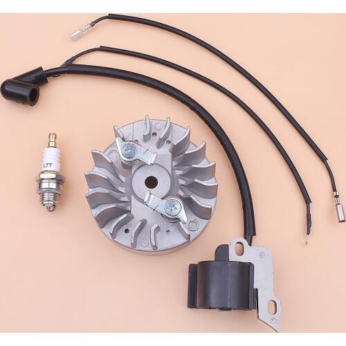 Flywheel Ignition Coil Spark Plug Kit For Partner 350 351 370 371 390 Chainsaw