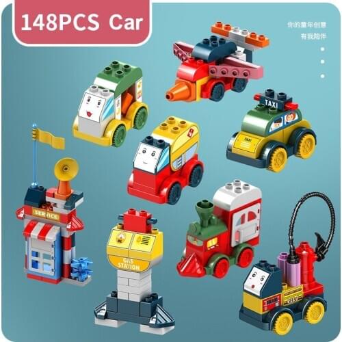 Big Size Compatible With Duploed Variety Of Car Building Blocks Diy Bricks Include Highway Base Plate Educational Xmas Gift Kids