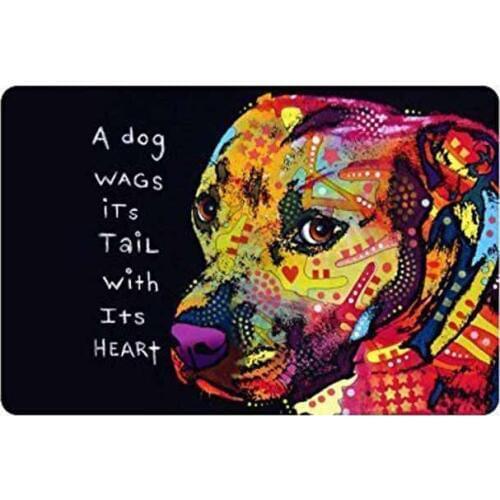 Mats 30"(L) x 18"(W) Oil Painting Pit Bull Dog,A Dogs Wags Its Tail with Its Heart Indoor/Outdoor Floor Mat Doormat