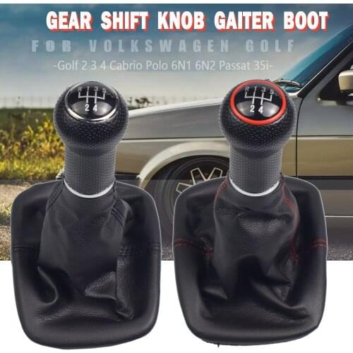 For Volkswagen VW Golf 2 3 4 Cabrio Polo 6N1 6N2 Passat 35i Car 5 Speed Gear Shift Knob Lever Gaiter Boot Leather Cover