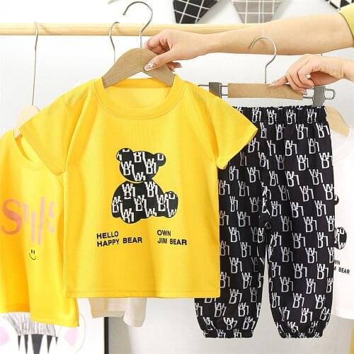 Summer suit new childrens boys' and girls' babies two-piece foreign boys' fashionable childrens wear