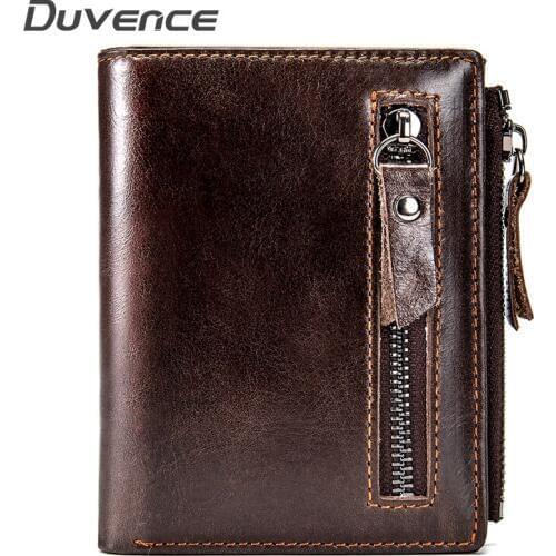 Genuine Leather men wallets zipper Small purse for men wallet with coin bag clutch male money bag photo card holder short wallet