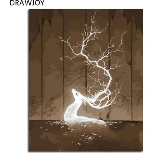 DRAWJOY Framed Picture Painting & Calligraphy Of Loely Animals DIY Painting By Numbers Coloring By Numbers Wall Art