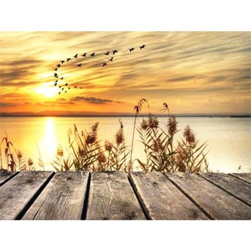 Sunset Seaside Landscape DIY Embroidery Cross Stitch 11CT Kits Craft Needlework Set Printed Canvas Cotton Thread Home Sale