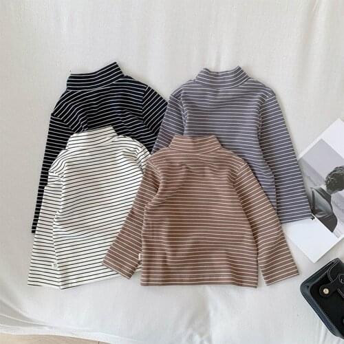 2021 new style girls boys striped t shirt autumn fashion cotton kids top 1-7 years