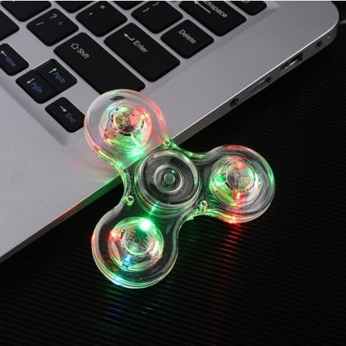 Fingertip transparent crystal top luminous colorful luminous decompression childrens toys between fingers