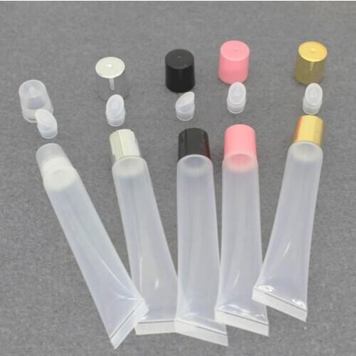 50pcs 10ml 15ml 20ml Empty Lipstick Tube,Lip Balm Soft Hose,Makeup Squeeze Sub-bottling,Clear Plastic Lip Gloss Container F606