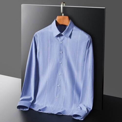 Autumn New Korean Fashion Casual Button Down Shirt Men Design Brand Slim Fit Man Shirts Long Sleeve Striped Shirts