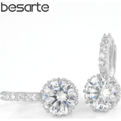 Big Crystal Gold Hoop Earrings For Women Brinco Ouro Pendiente Aretes de Plata Oorbellen Zircon Earings Fashion Jewelry E0815W