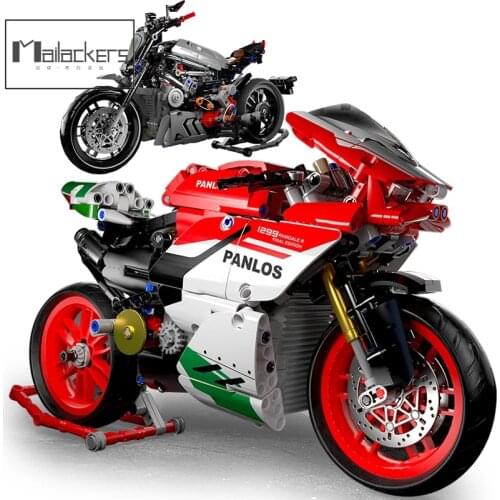 Mailackers Technical Car Creator Expert Motorcycle Model Speed Champions Racing Motorbike Building Blocks Bricks Toy For Boys