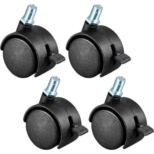 Uxcell Swivel Casters 1.5 Inch Nylon 360 Degree M8 x 13mm Threaded Caster Wheels with Brake for Furniture Chair , 4 Pcs