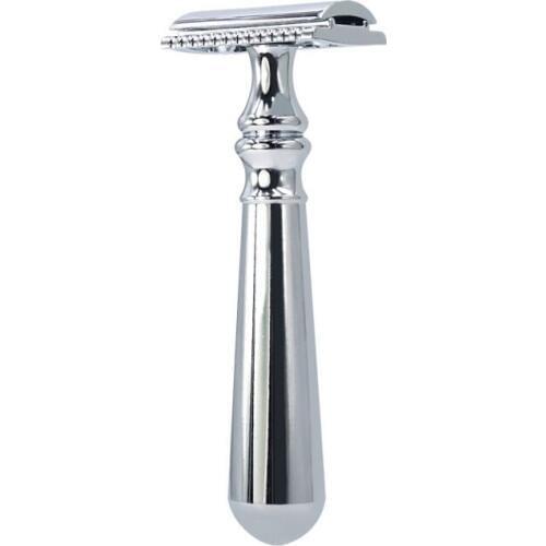 High quality silver stainless steel mans shaving razor matel handle double edge shaved tools