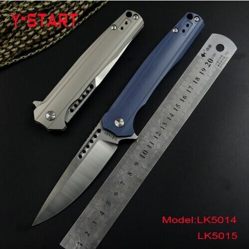 Y-STARTLK5014/LK5015 VG10 Blade Flipper Fast Open Titanium Alloy Handle Blue or Gray Outdoor Hunting Survival Folding Knives