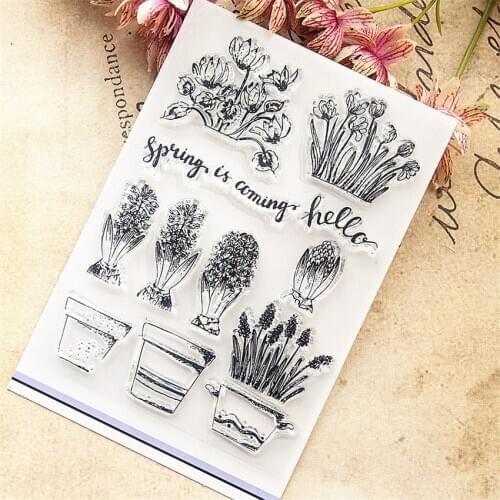 10x15cm flower pot Transparent Clear Stamps Silicone Seals Roller Stamp DIY scrapbooking photo album/Card Making wedding