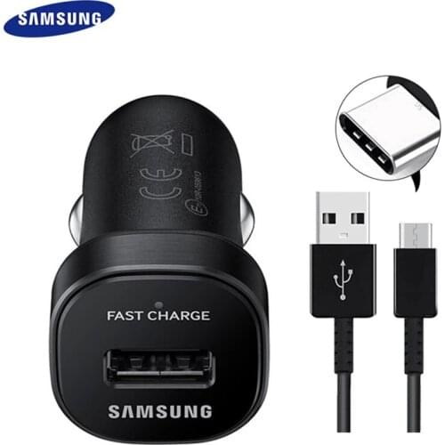 Samsung USB Car Charger Quick Charge QC3.0 Adapter Cigarette Lighter 120/150CM Type C Cable For Galaxy S20 S10 S9 S8 + A90 A80