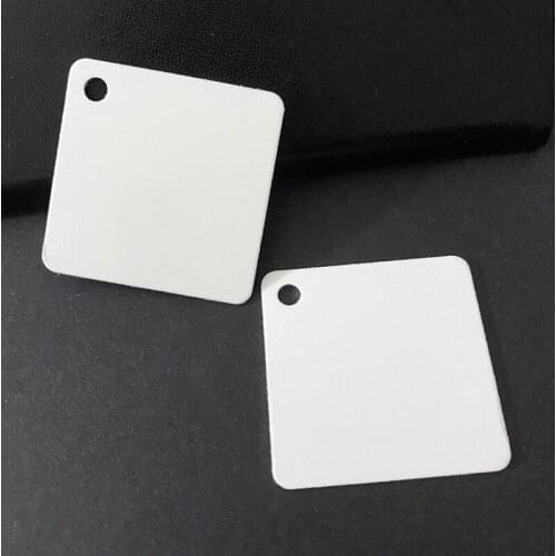 50x50mmSublimation Blank Id Pet Tags Dog Name Tags Doube Sides White Heat Transfer Printing Sublimation Name Keyring Plates